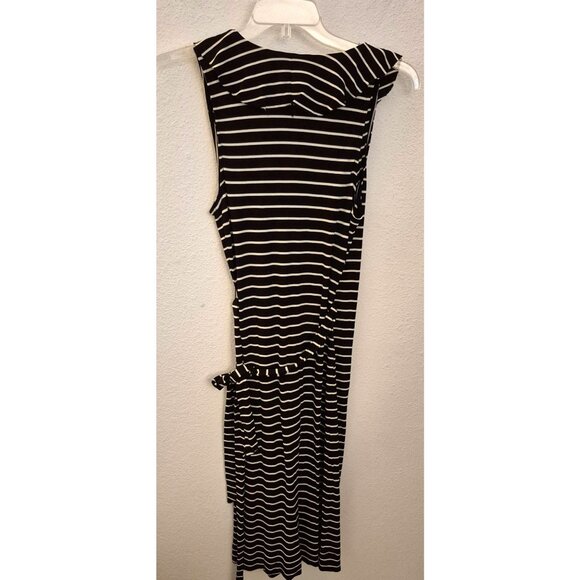 Banana Republic Striped Wrap Dress with Ruffle Neckline Size M EUC - Picture 3 of 8